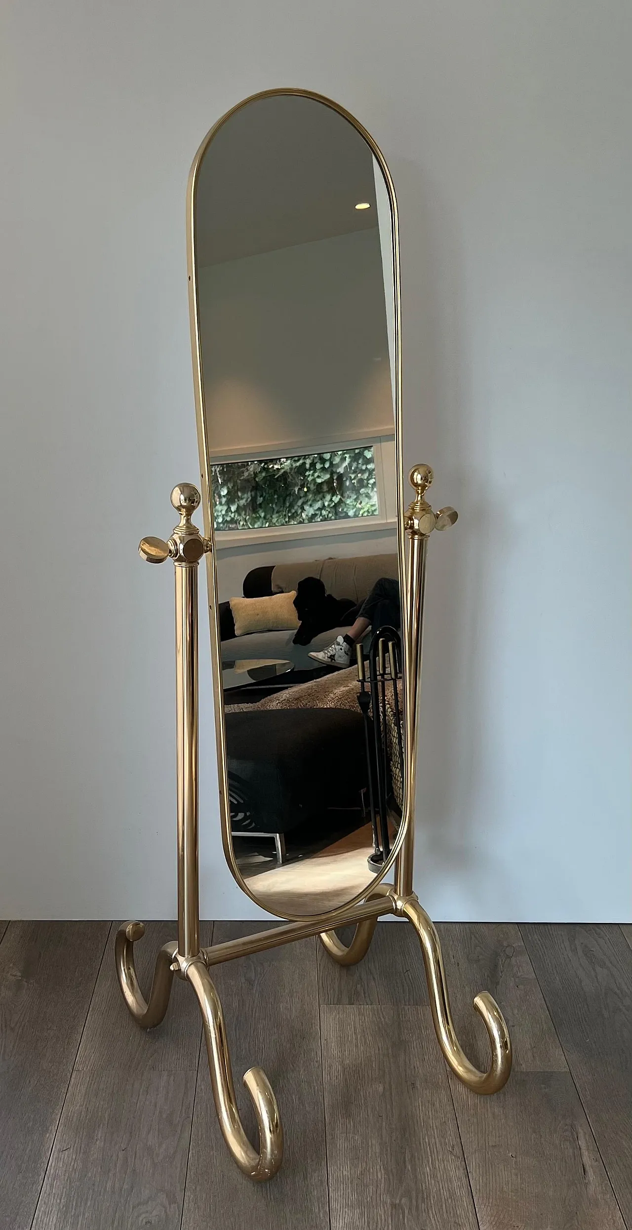 Specchio Psiche in ottone, anni '70 20