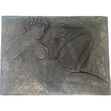 Piantana in ghisa con una donna nuda firmata Bonnefoit, anni '80