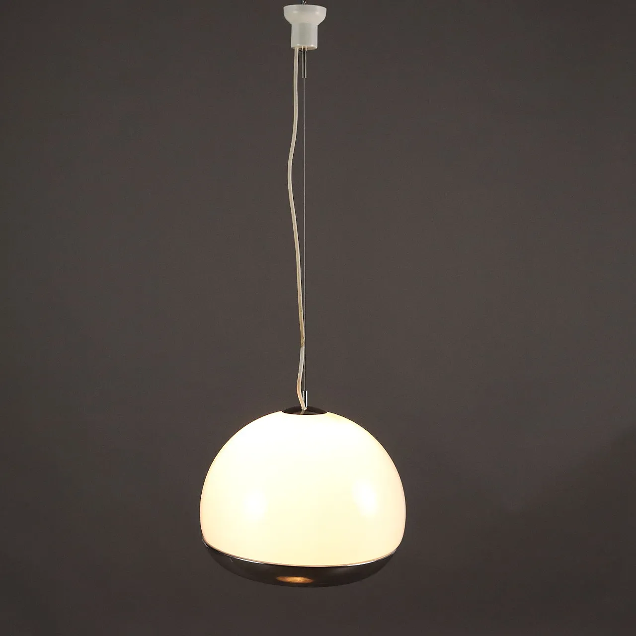 Lampada da soffitto in alluminio e vetro, anni '70 1