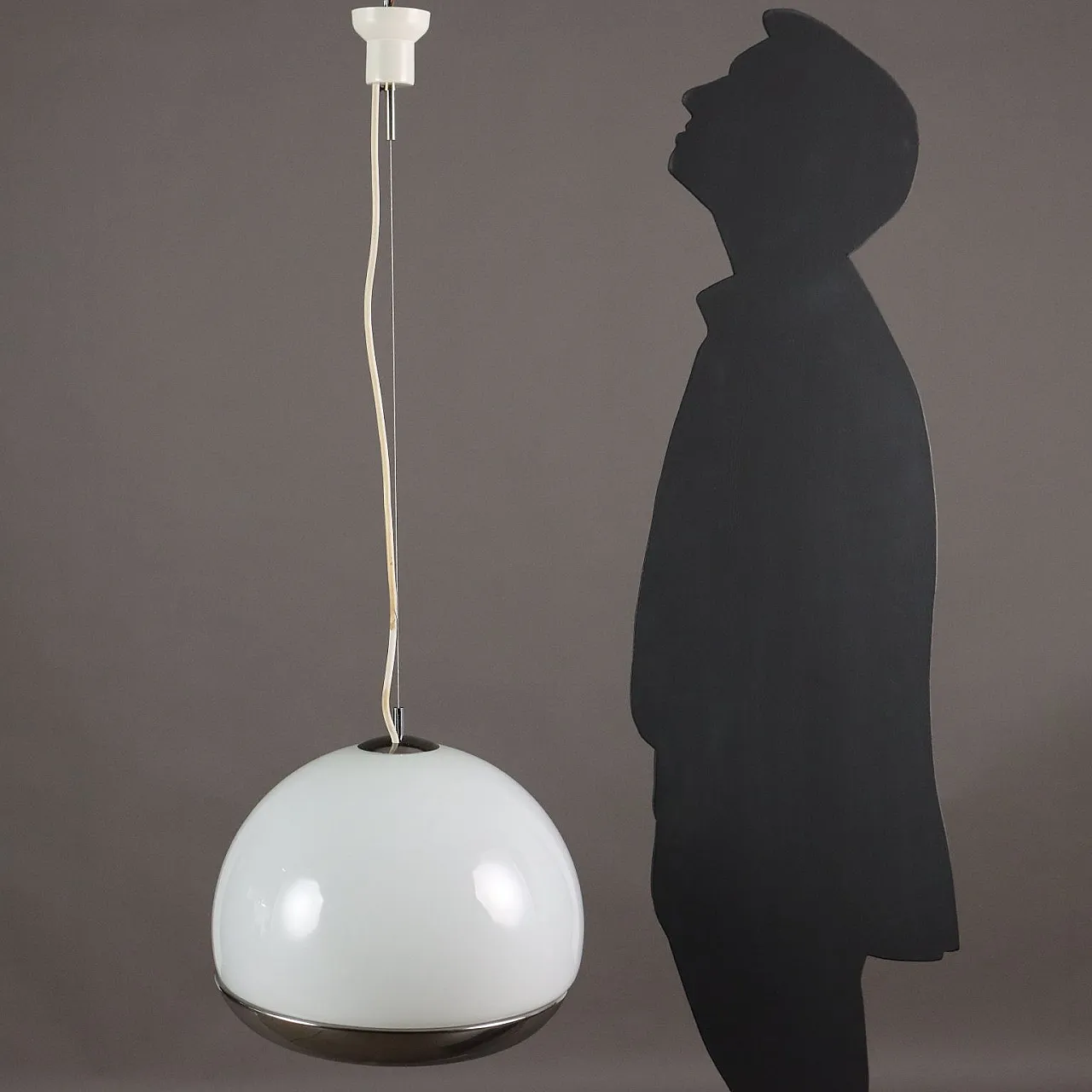 Lampada da soffitto in alluminio e vetro, anni '70 2