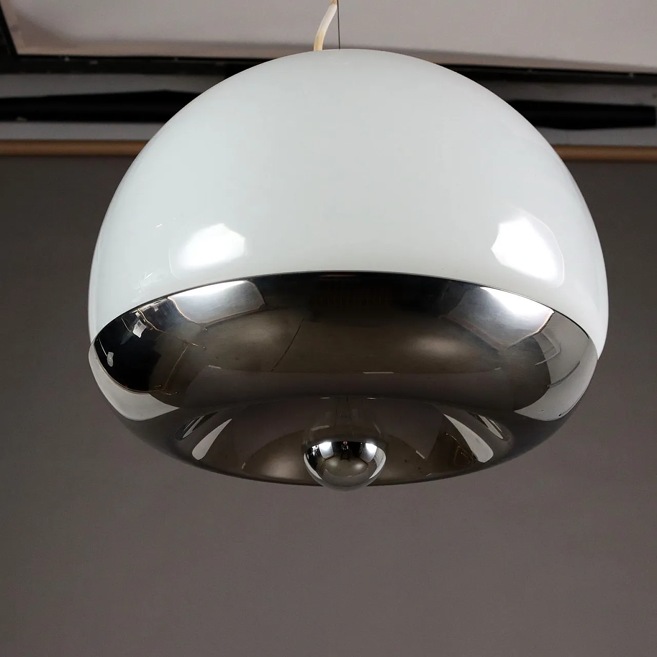 Lampada da soffitto in alluminio e vetro, anni '70 6