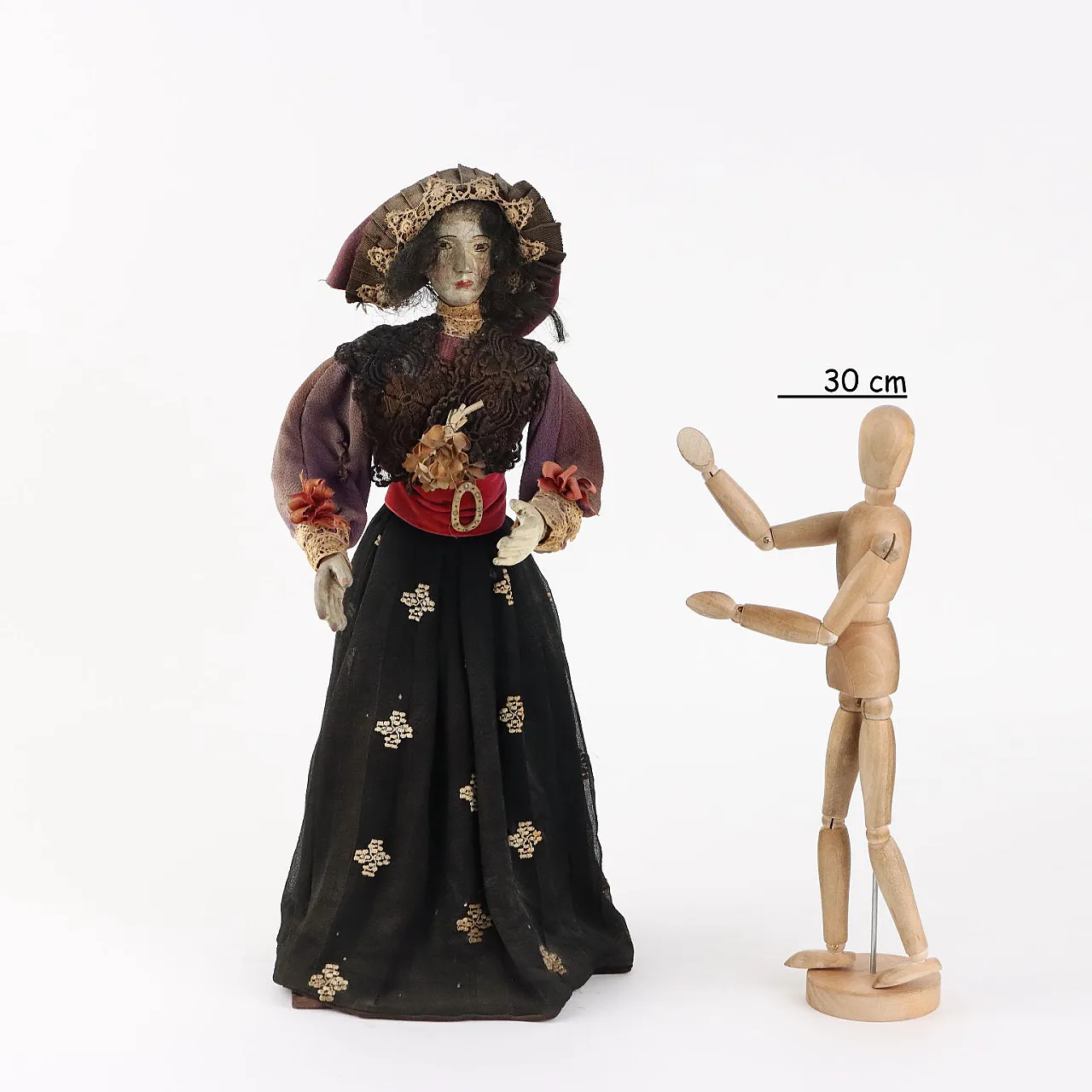 Popolana, statua di figura femminile in legno, '800 2