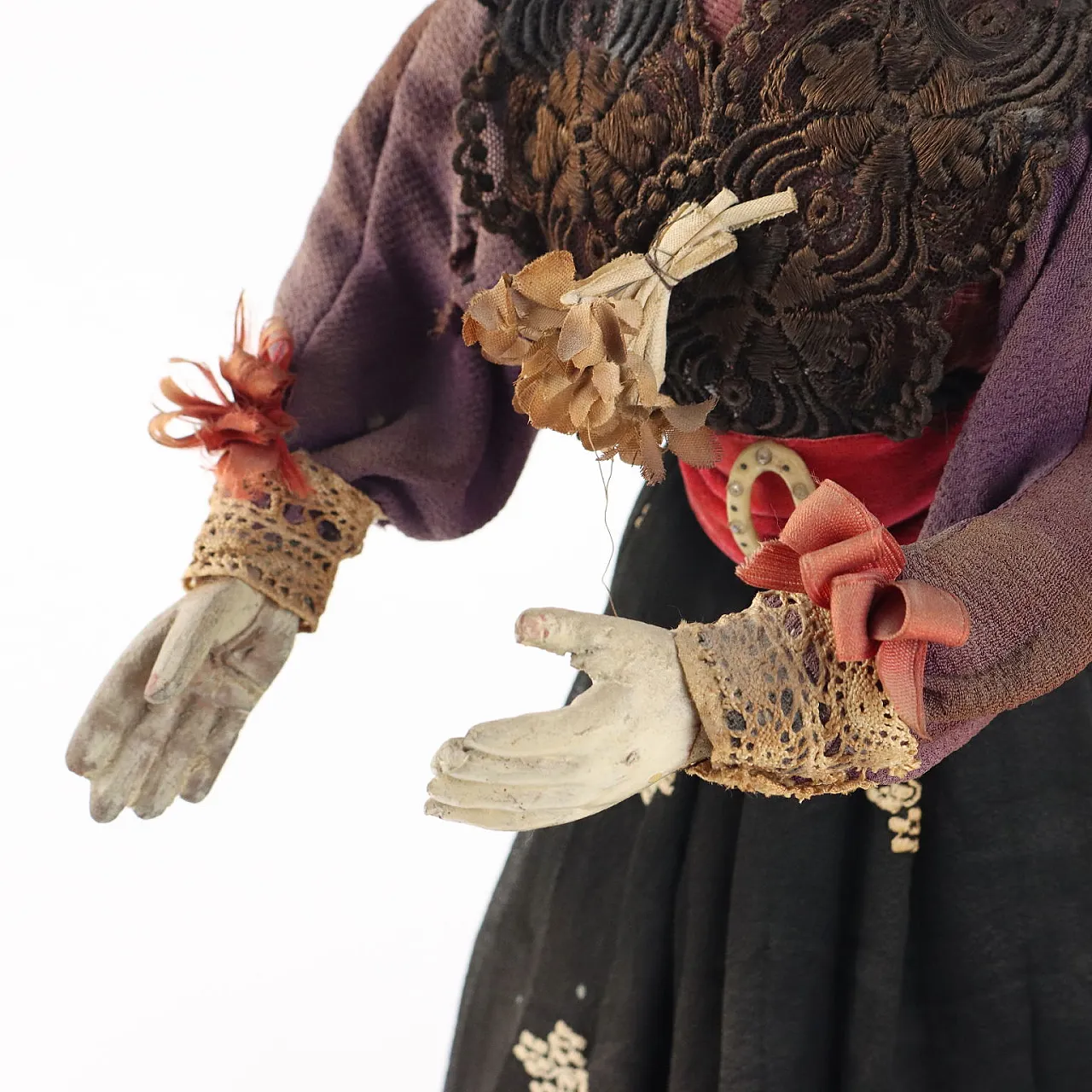 Popolana, statua di figura femminile in legno, '800 4