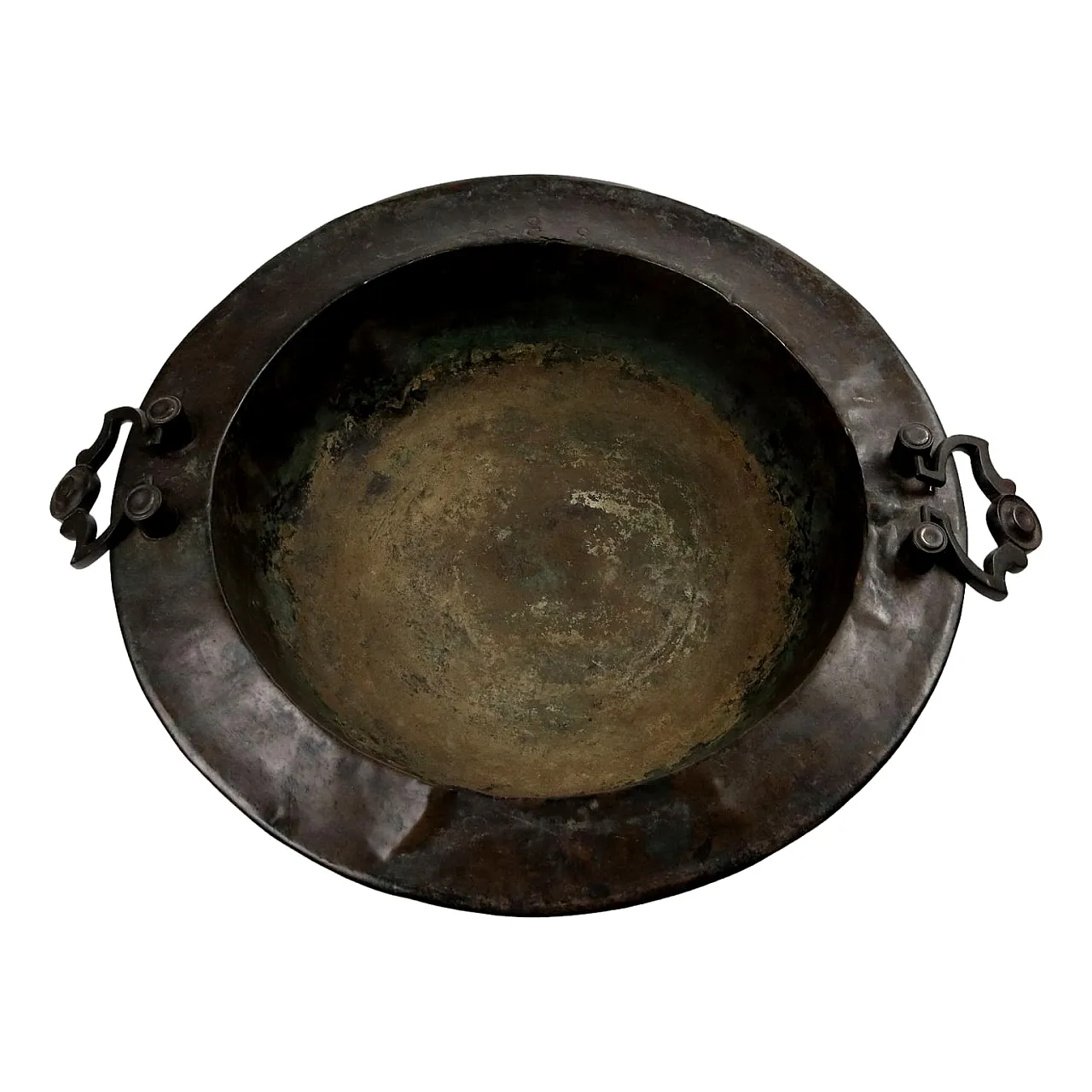 Bronze sheet brazier with bronze side sockets, 19th century 1
