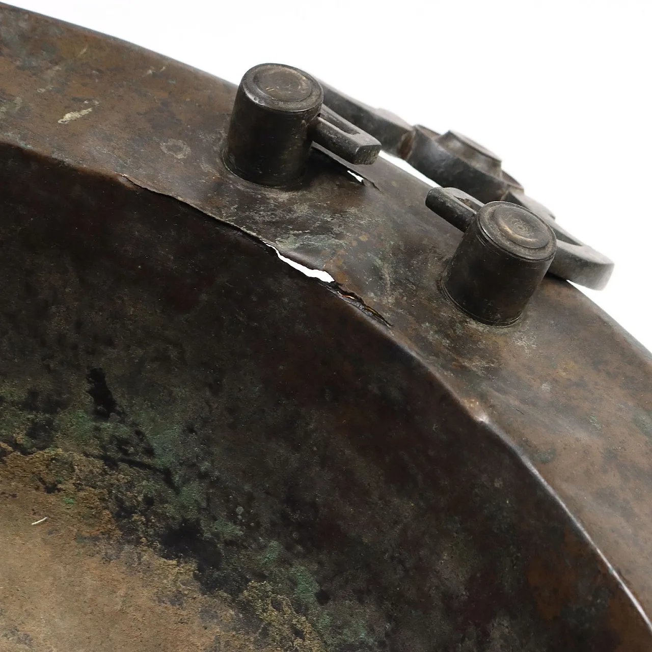 Bronze sheet brazier with bronze side sockets, 19th century 5