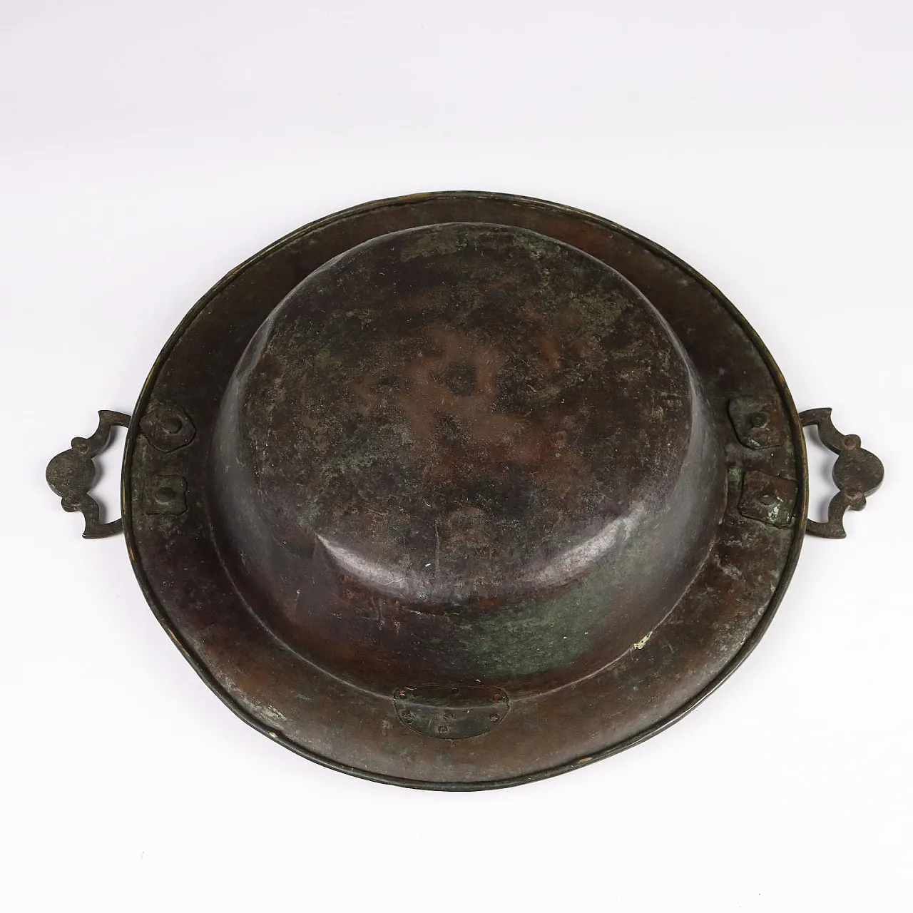 Bronze sheet brazier with bronze side sockets, 19th century 8