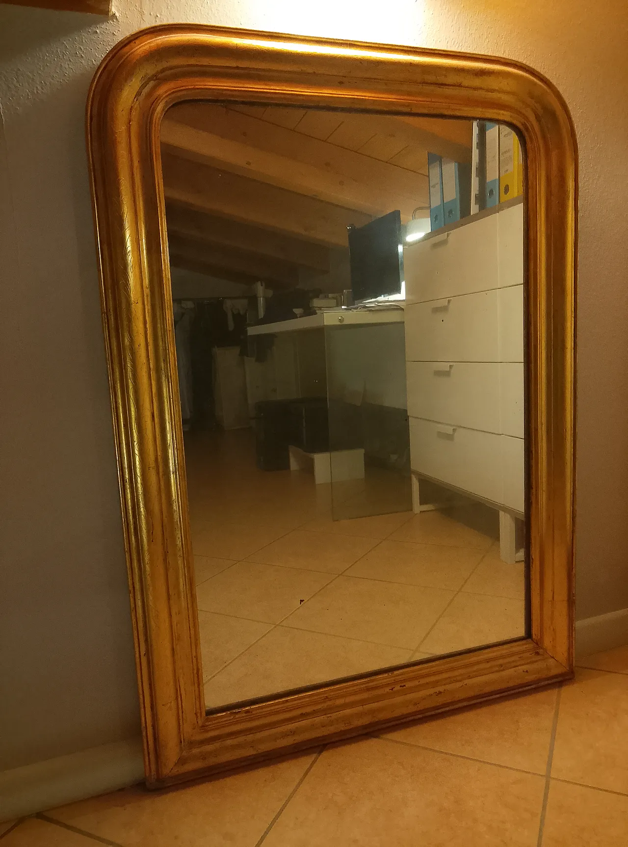 Specchiera Luigi Filippo in legno dorato, '800 1