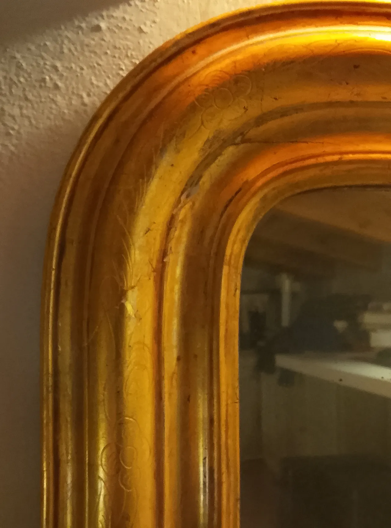 Specchiera Luigi Filippo in legno dorato, '800 2