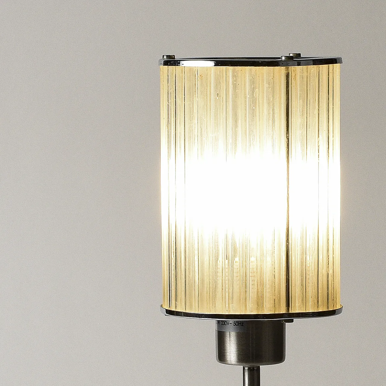 Table lamp with brushed metal base and glass, late 20th century 2