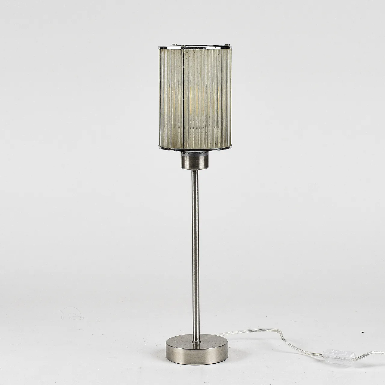 Table lamp with brushed metal base and glass, late 20th century 6