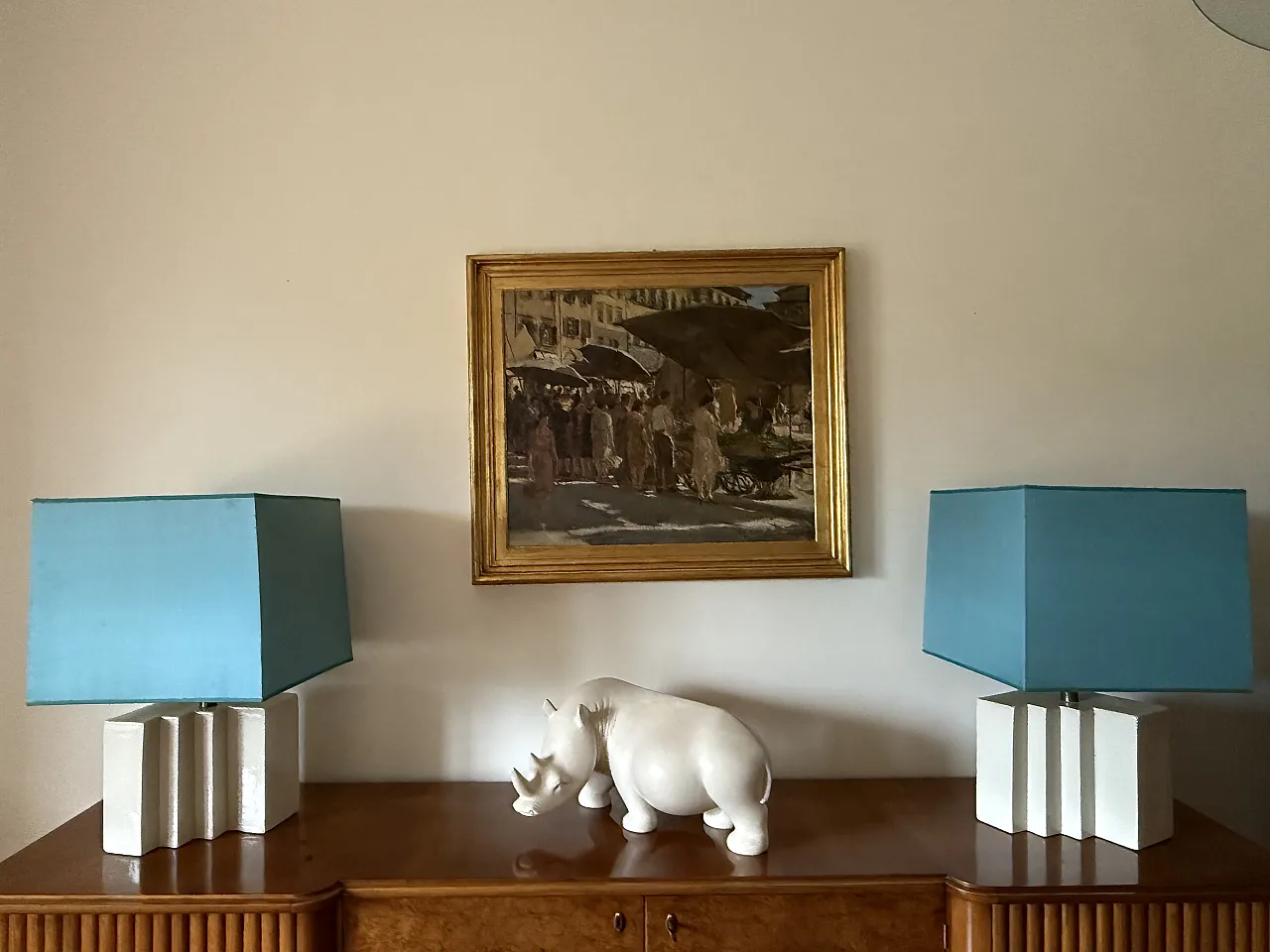 Pair of Hollywood Regency set of ceramic table lamps, 1970s 2