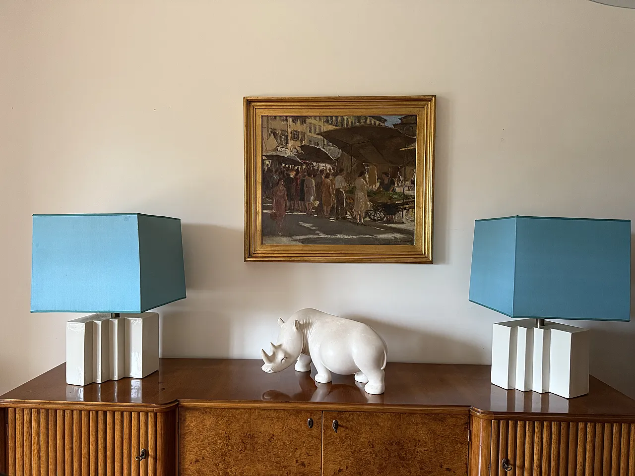 Pair of Hollywood Regency set of ceramic table lamps, 1970s 3