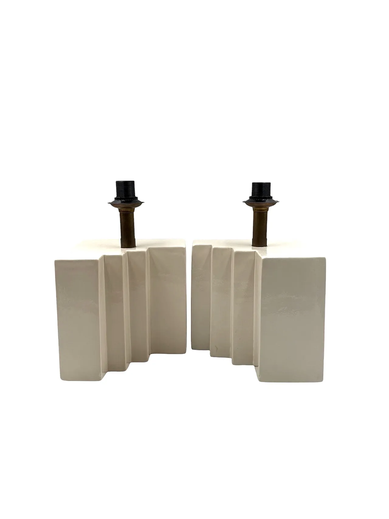 Pair of Hollywood Regency set of ceramic table lamps, 1970s 11