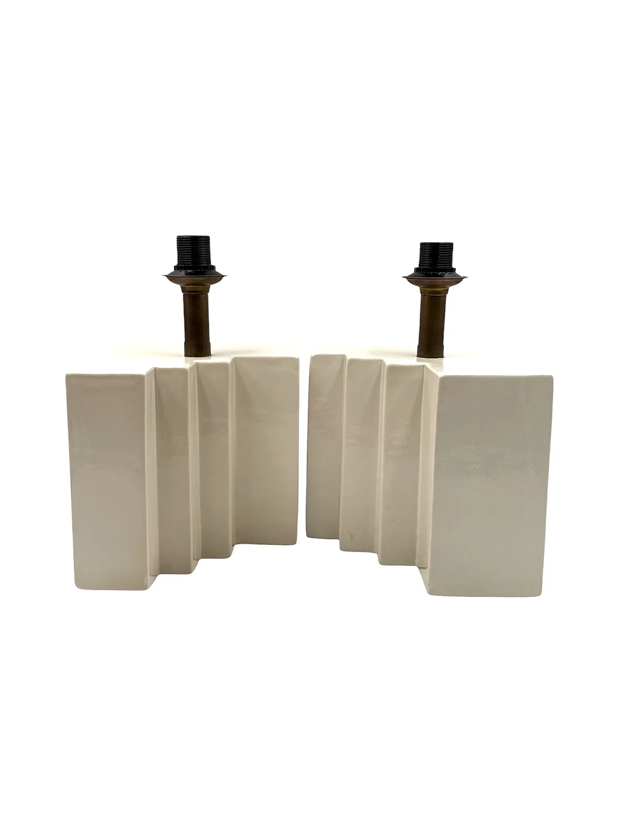 Pair of Hollywood Regency set of ceramic table lamps, 1970s 13