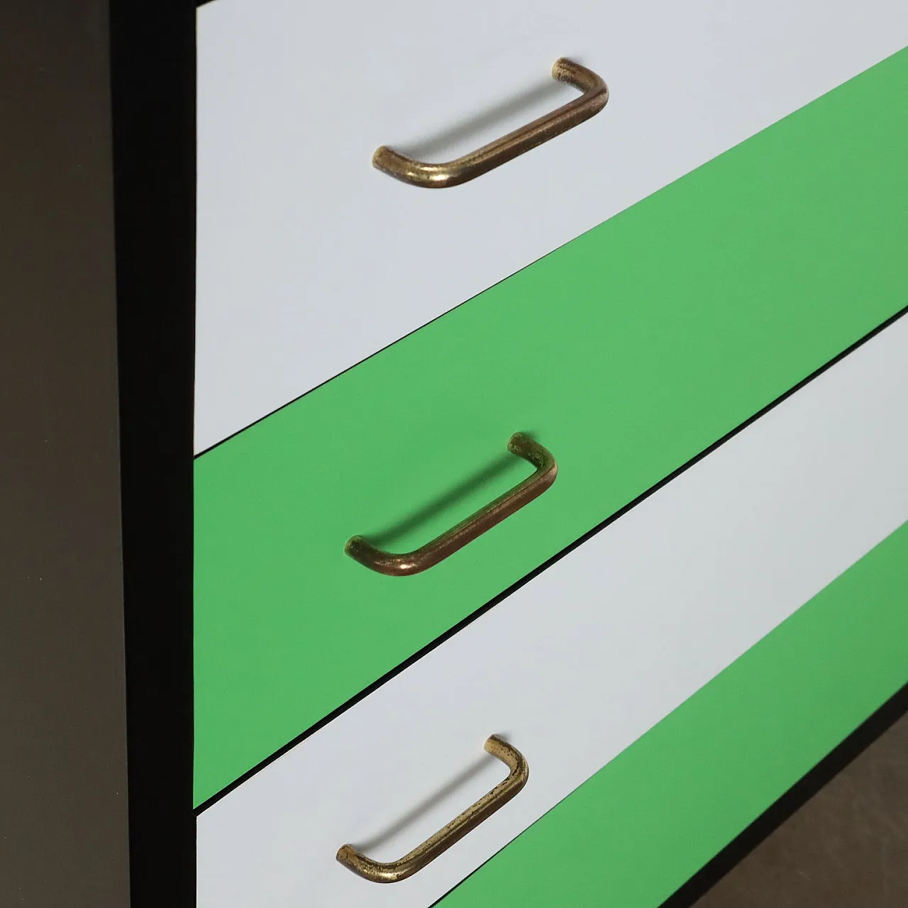 Beech dresser with 4 drawers and marble-effect glass top, 1950s 4
