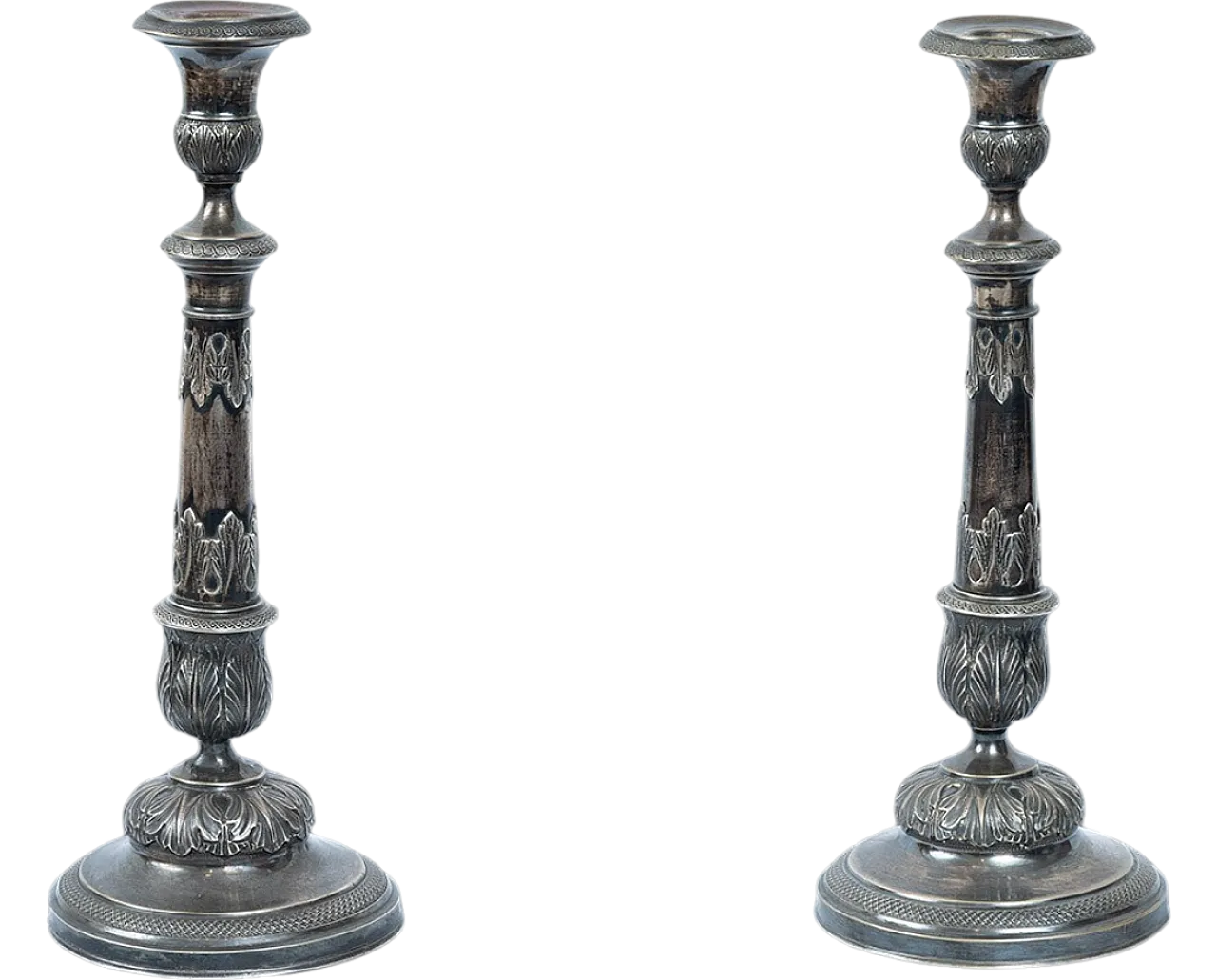 Coppia i candelieri antichi in argento Napoli, primi '800 6