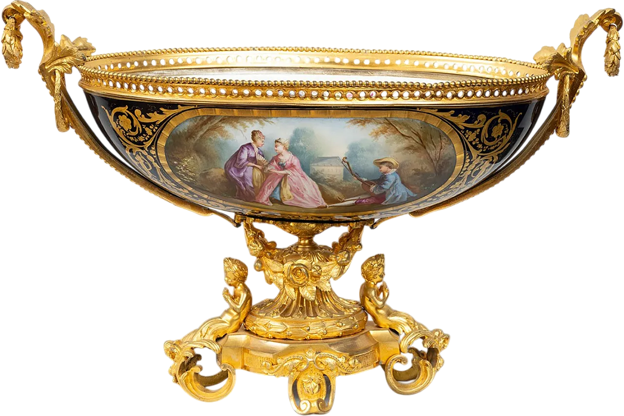 Napoleon III ceramic centerpiece polycromed by Sevres, 19th century 9