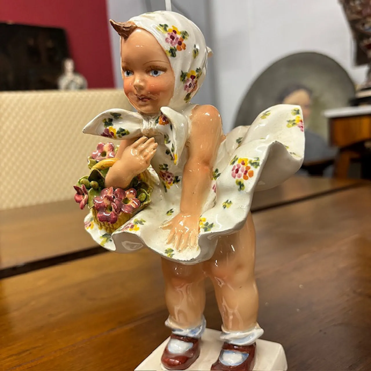 Scultura in ceramica “ Colpo di Vento “ Mollica, anni '40 2