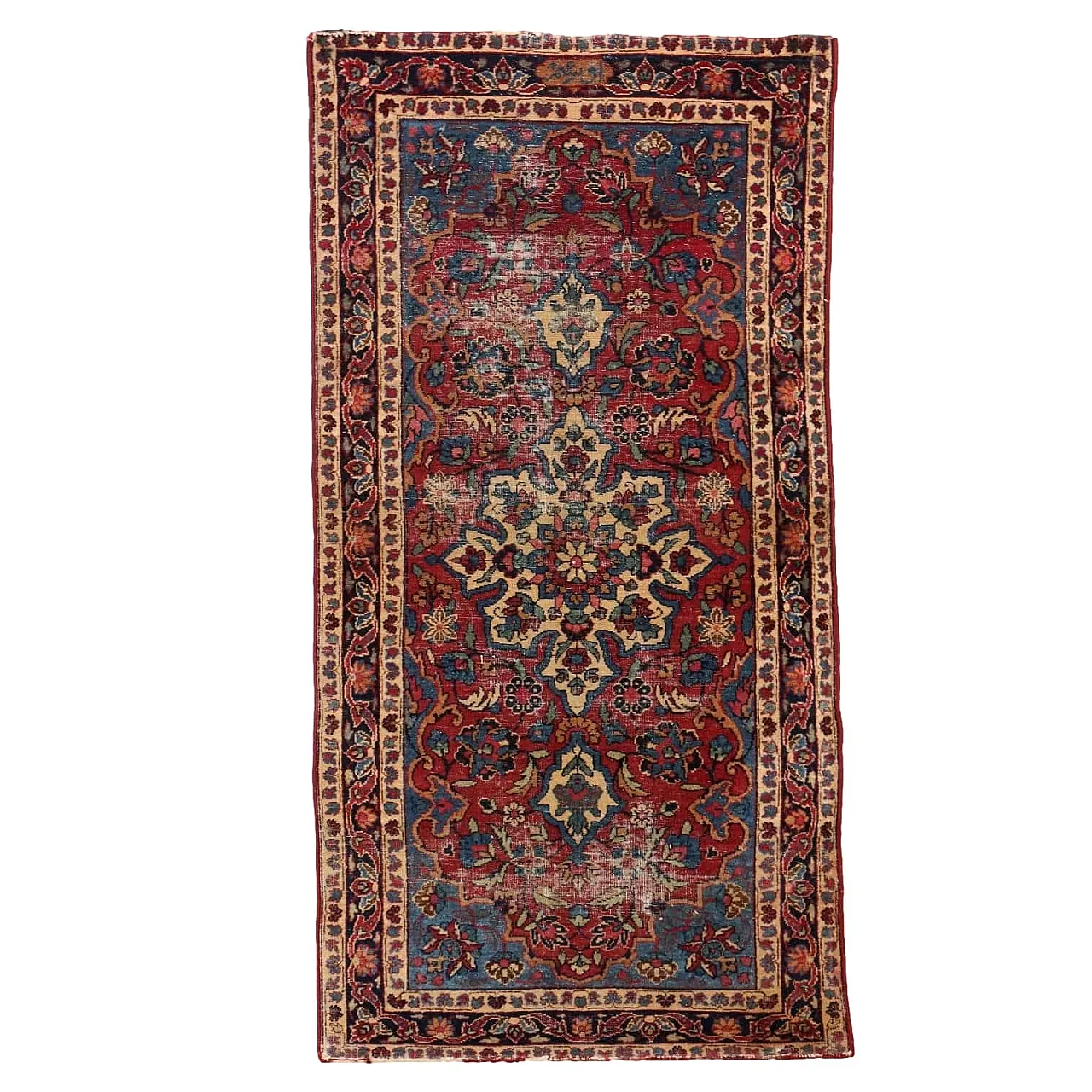 Kerman thin knot cotton and wool rug with floral pattern 1