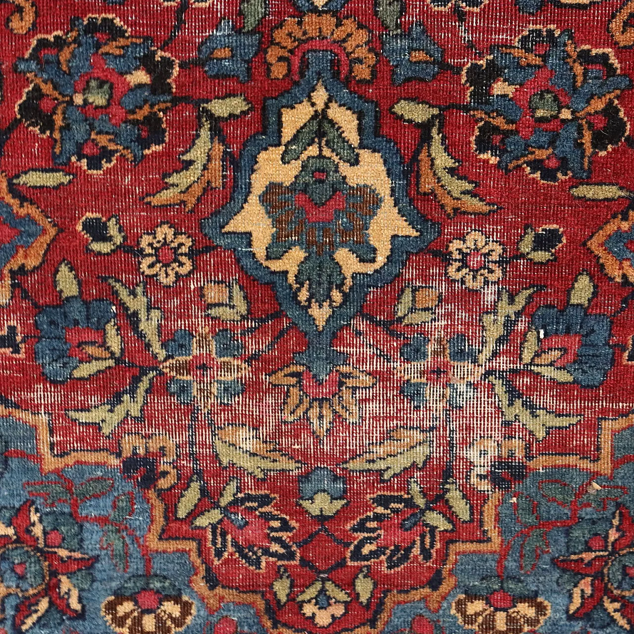 Kerman thin knot cotton and wool rug with floral pattern 4