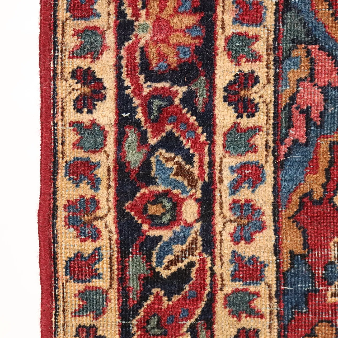 Kerman thin knot cotton and wool rug with floral pattern 6