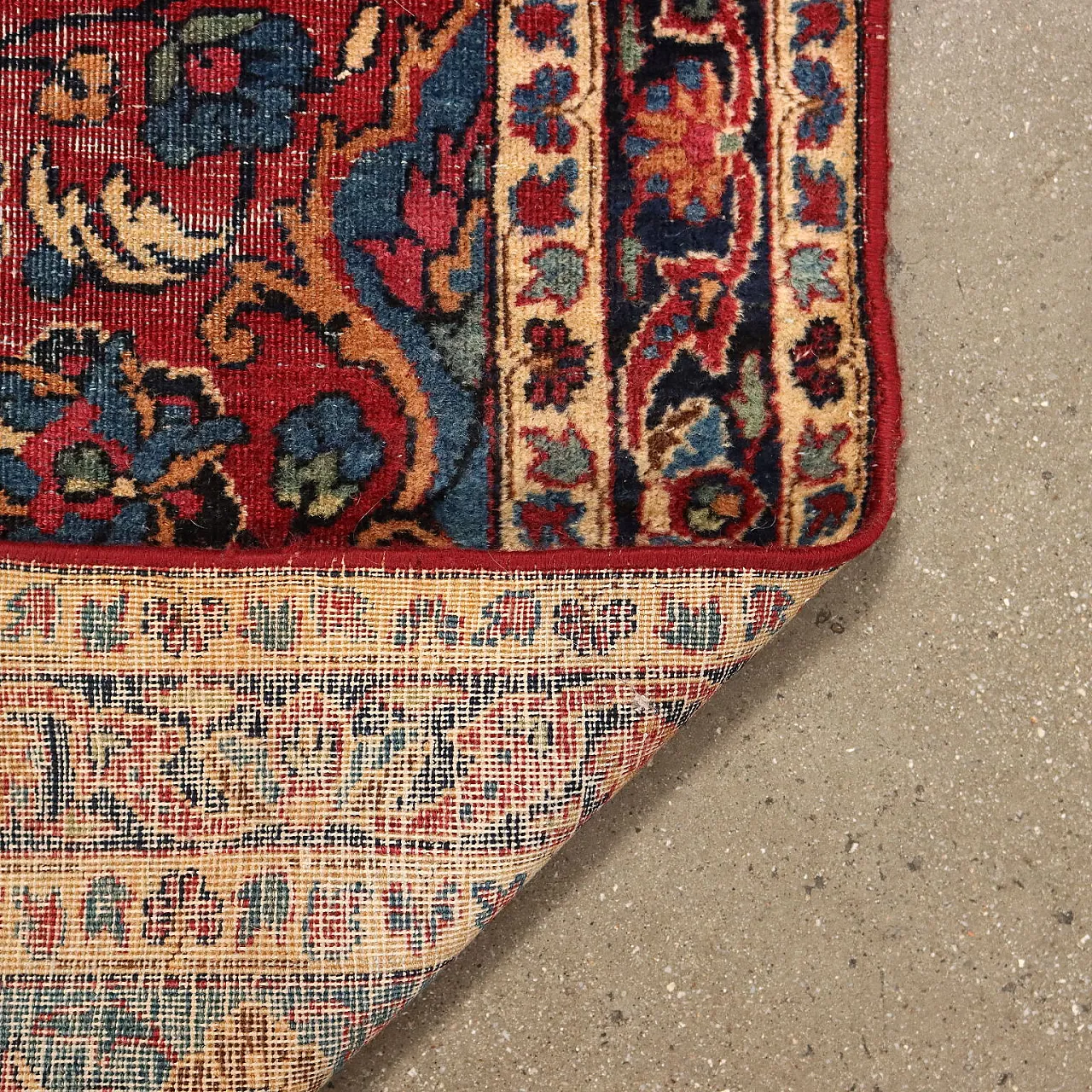 Kerman thin knot cotton and wool rug with floral pattern 8