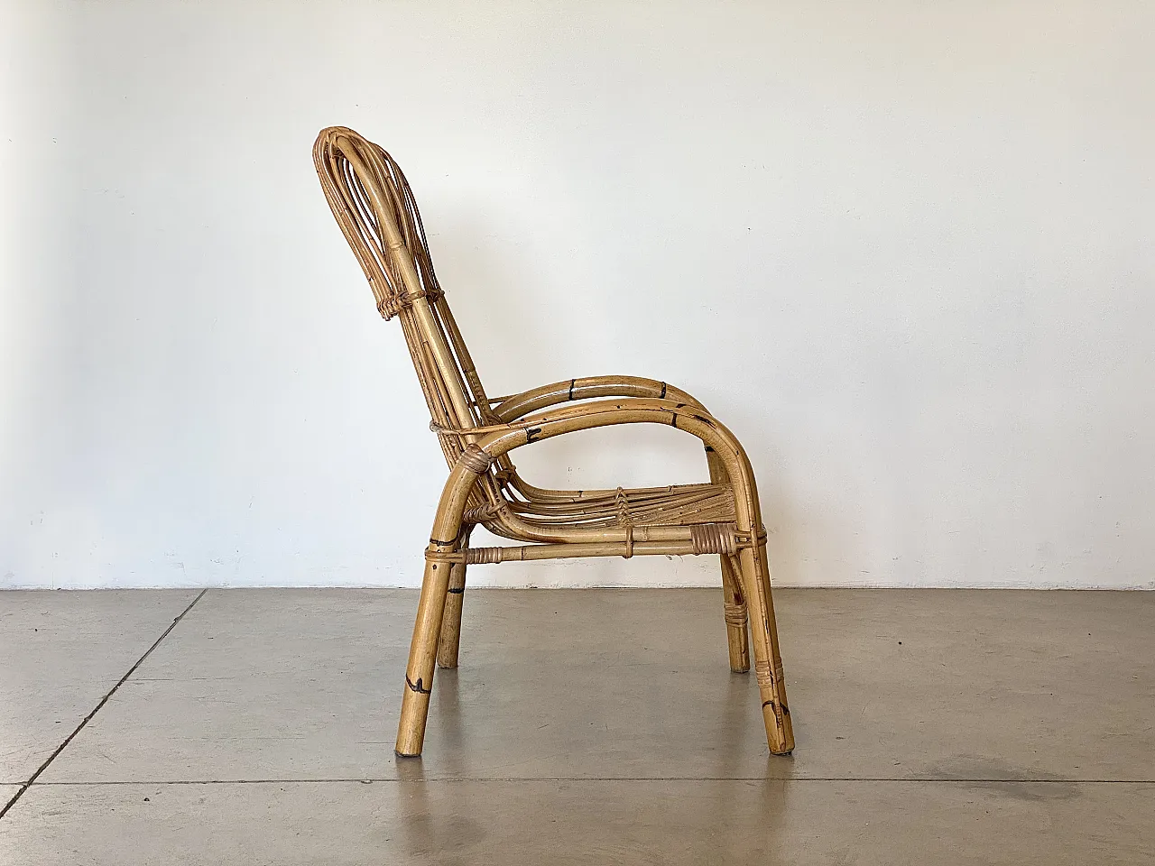 Pair of bamboo armchairs 70s 1