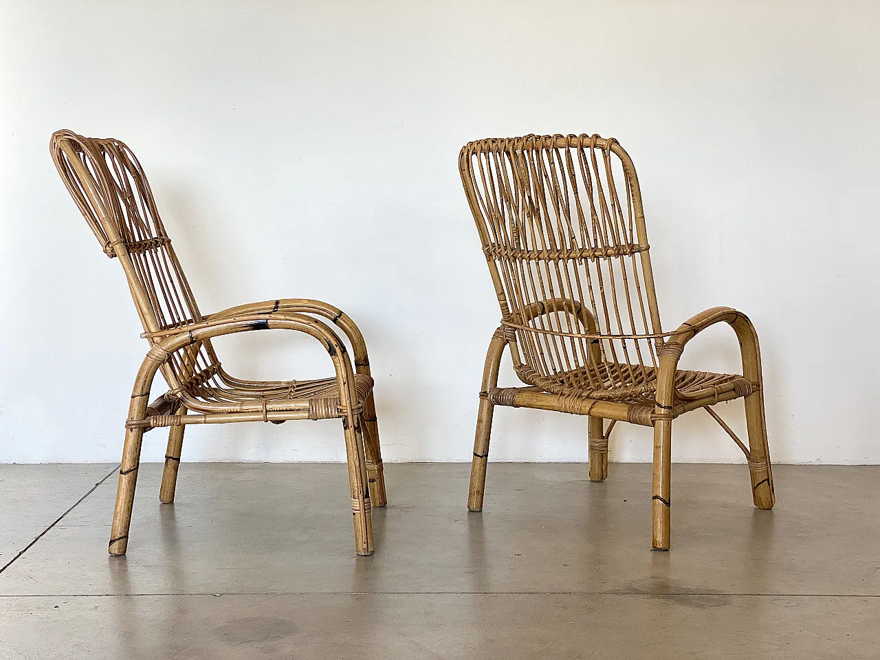 Pair of bamboo armchairs 70s 3
