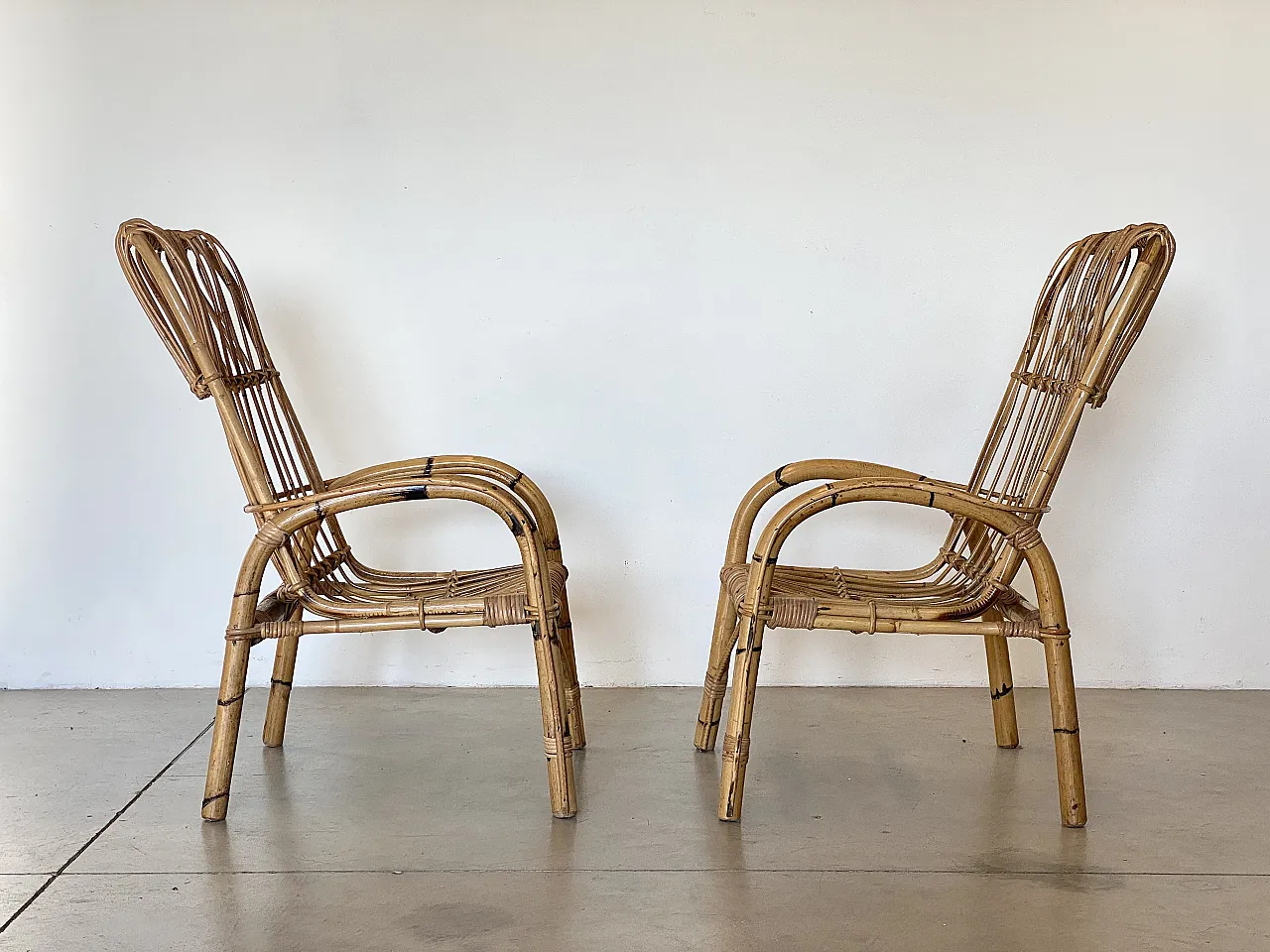 Pair of bamboo armchairs 70s 4
