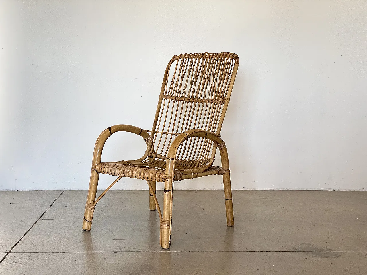 Pair of bamboo armchairs 70s 7