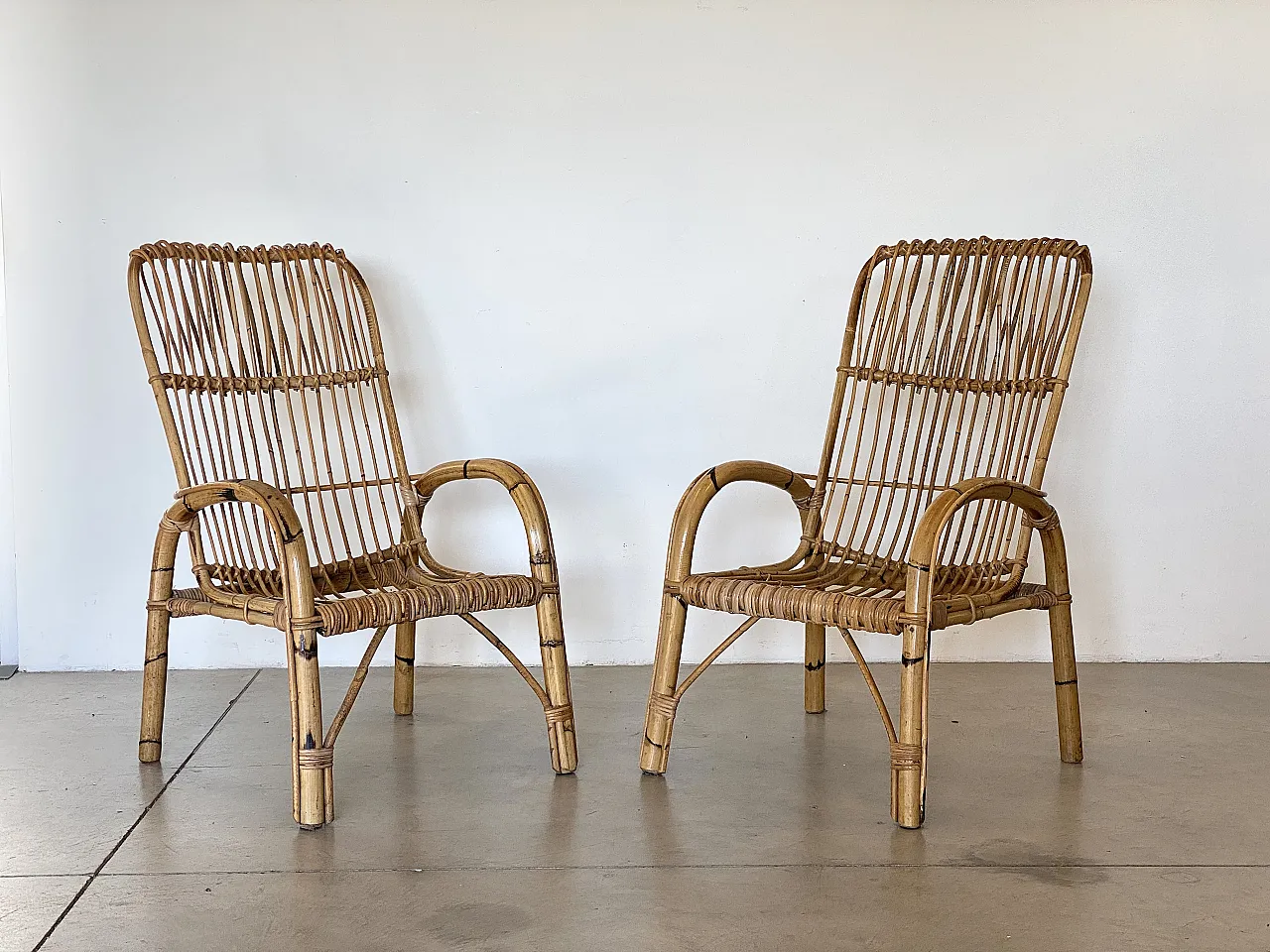 Pair of bamboo armchairs 70s 9
