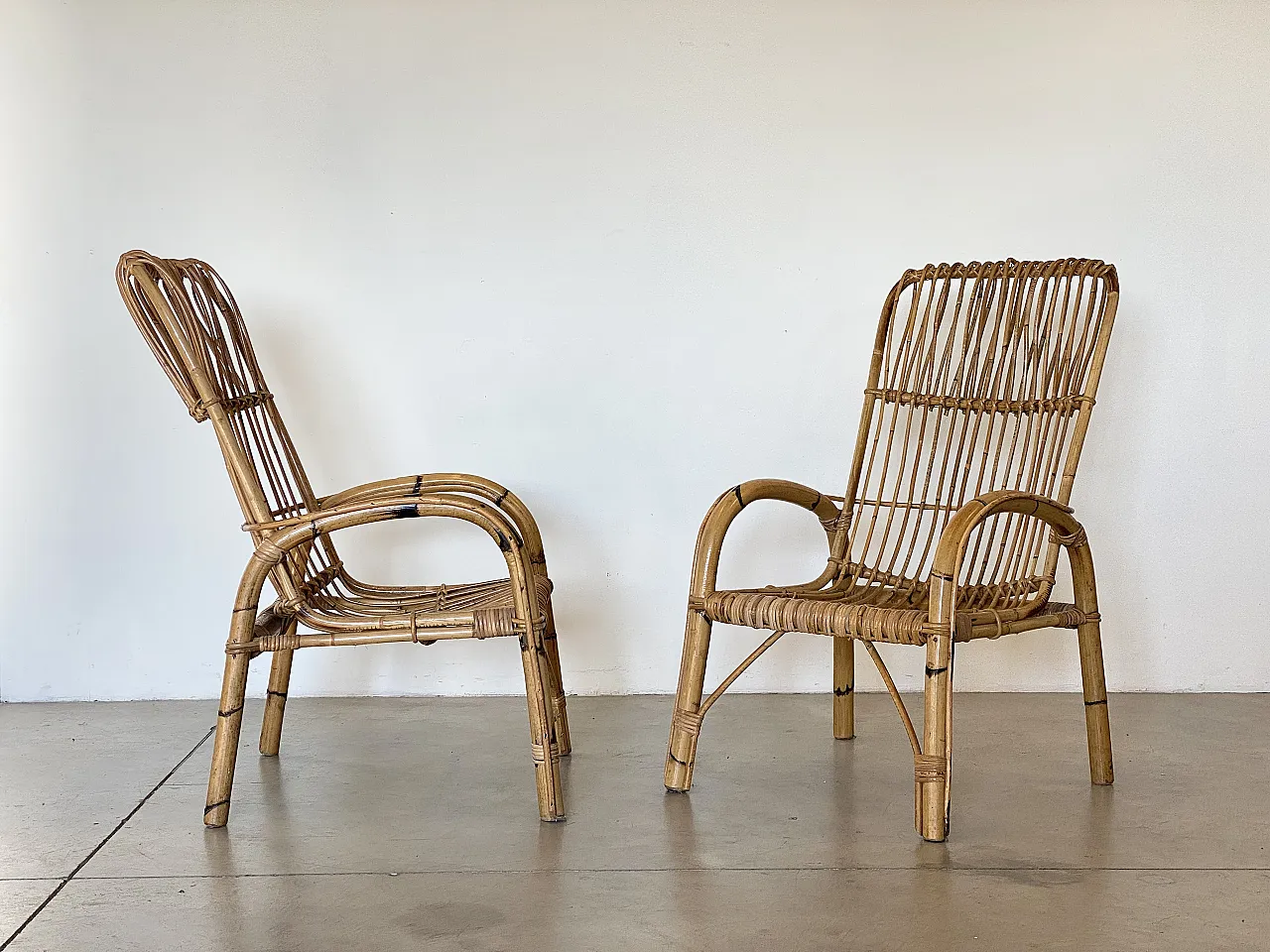 Pair of bamboo armchairs 70s 10