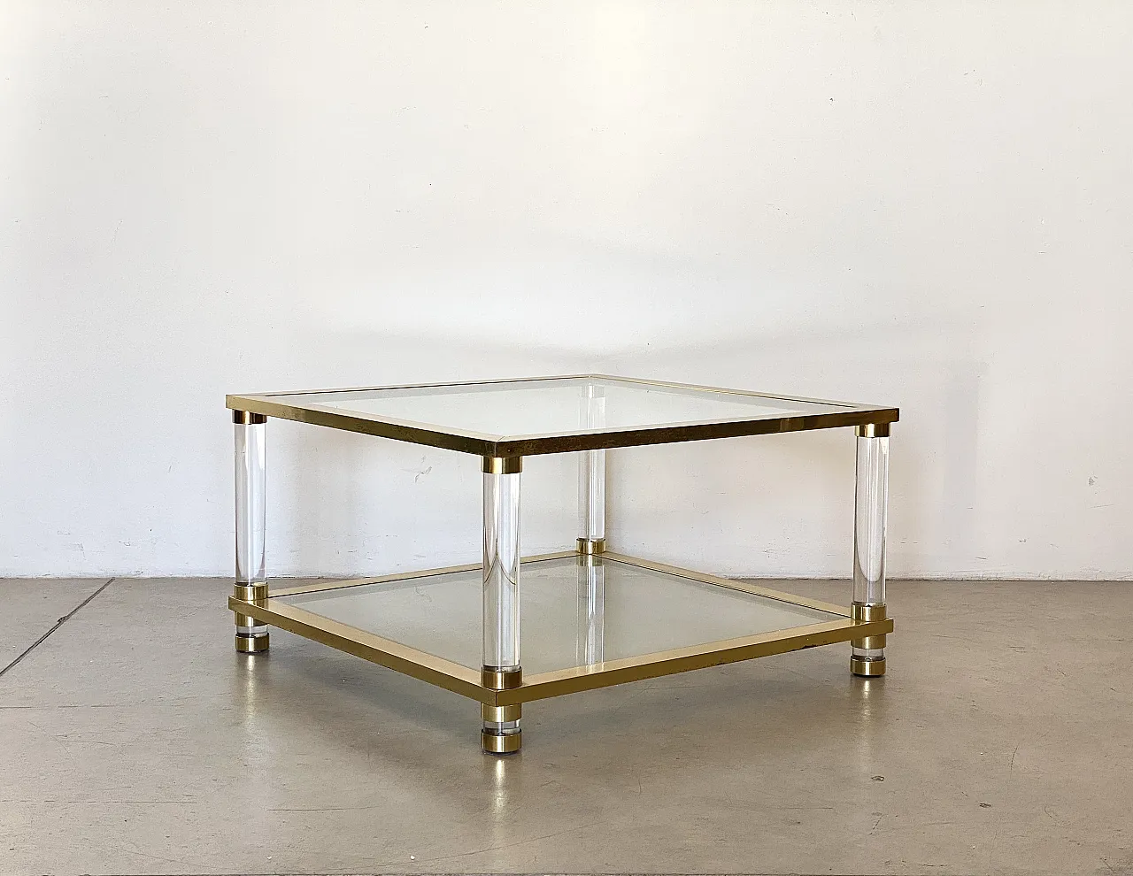 Table in brass and plexiglas 70s 2