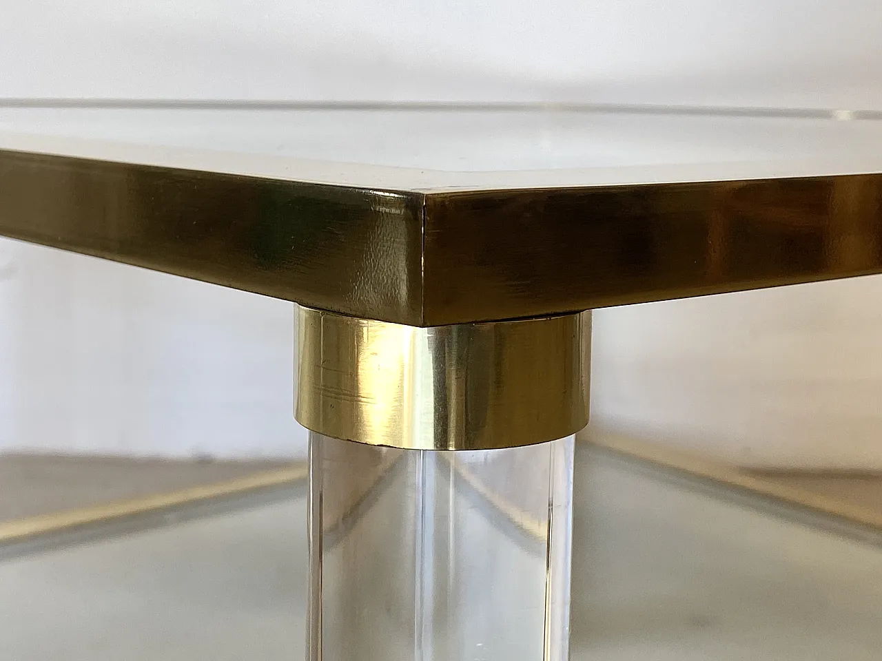 Table in brass and plexiglas 70s 7