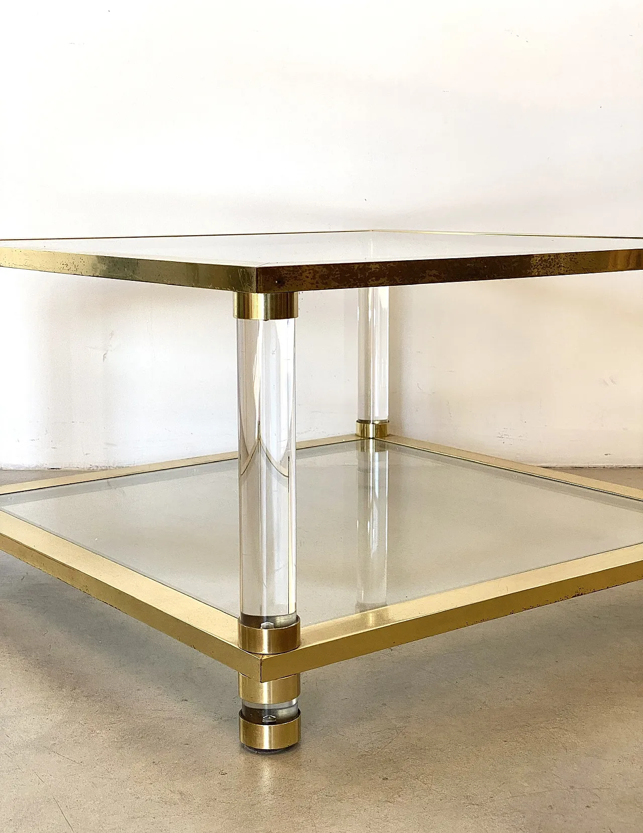 Table in brass and plexiglas 70s 10