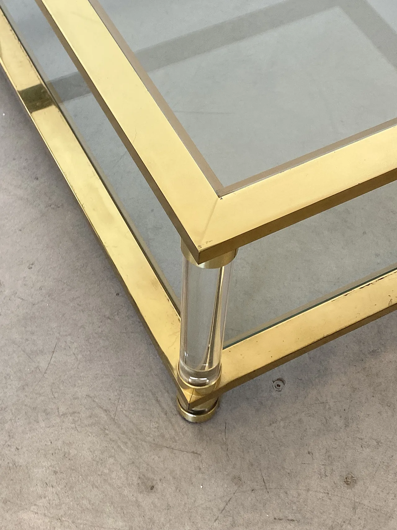 Table in brass and plexiglas 70s 1