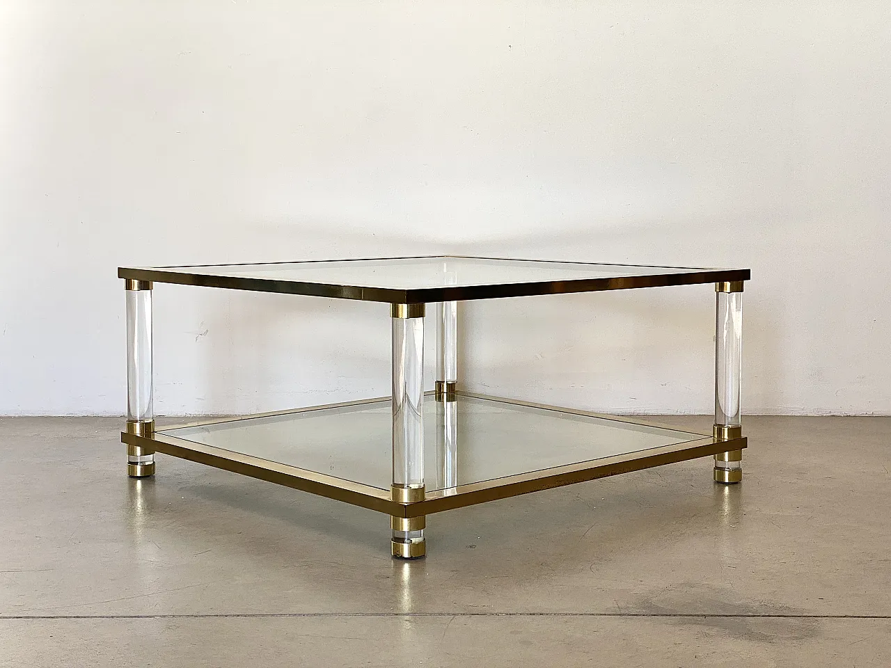 Table in brass and plexiglas 70s 2