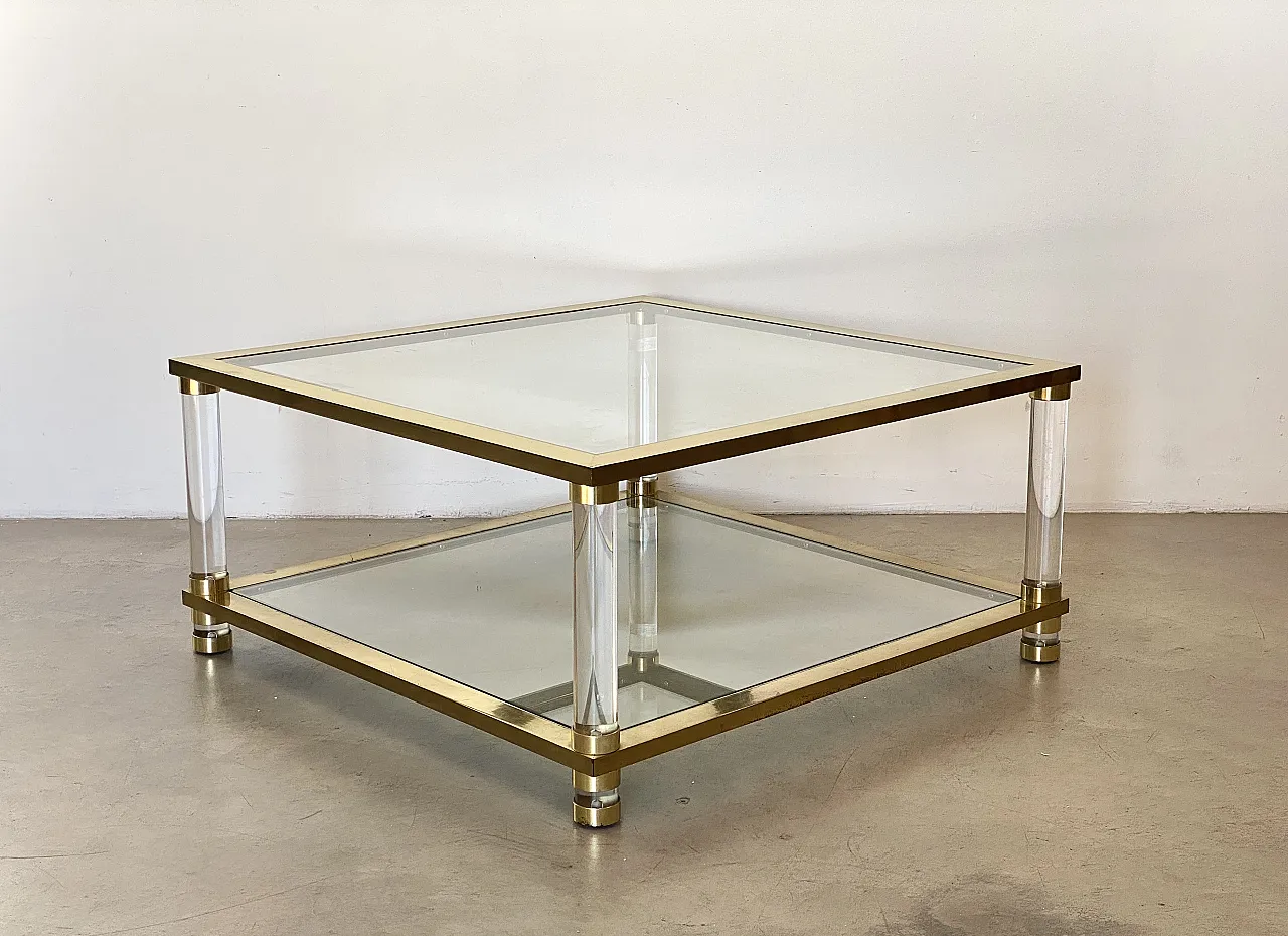 Table in brass and plexiglas 70s 5