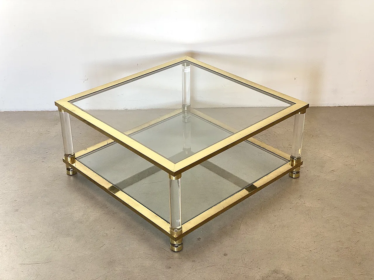 Table in brass and plexiglas 70s 7