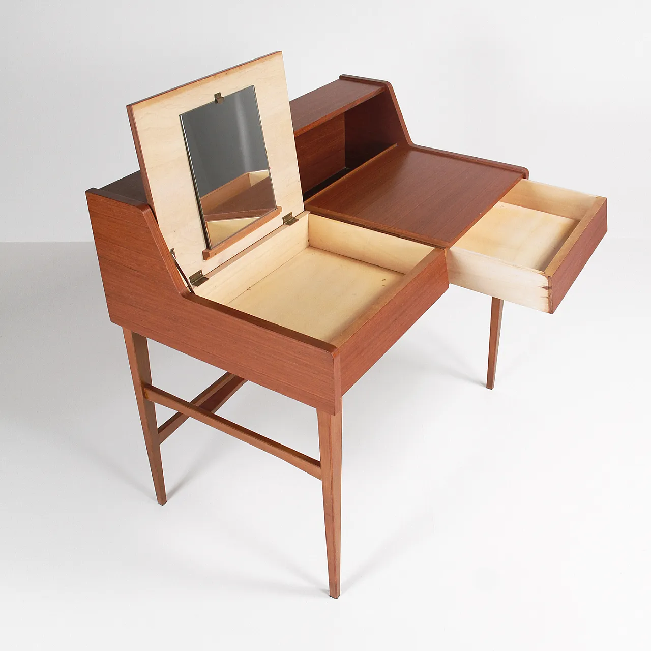 Toeletta/scrittoio in teak con cassetto, anni '60 4