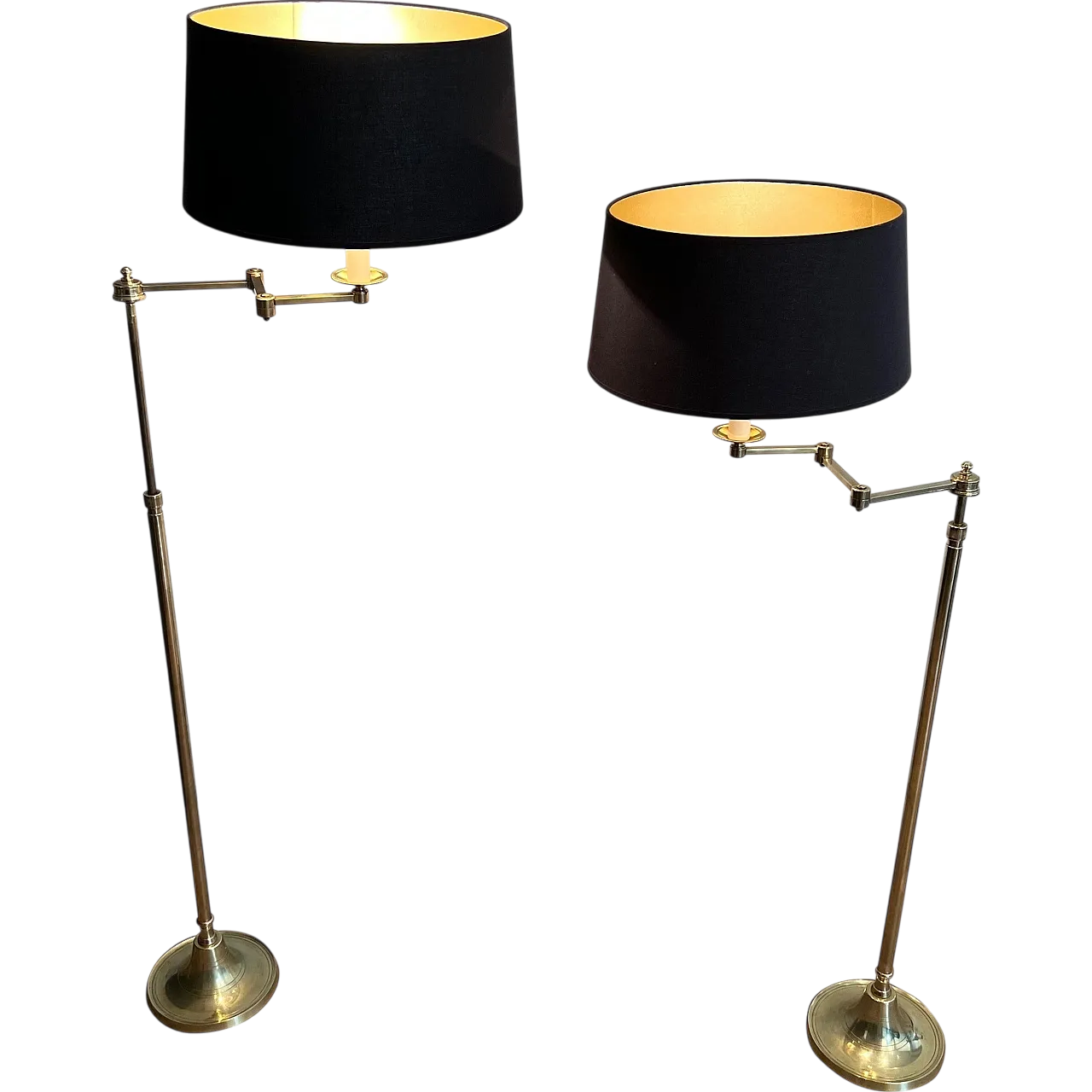 Coppia di lampade in ottone con braccio rimovibile, anni '40 21