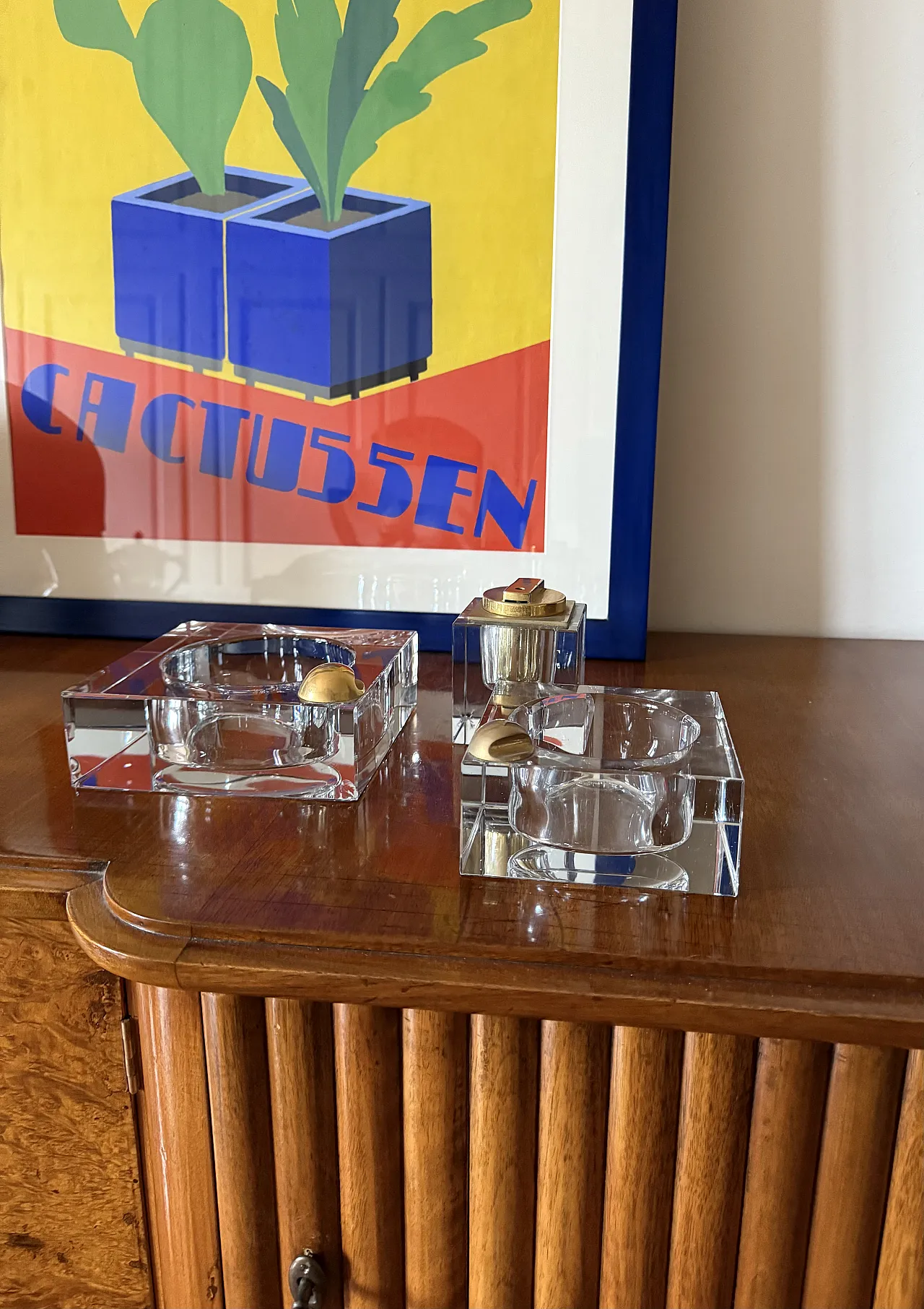 Hollywood Regency Glass Smoking Set, France 1970s 2