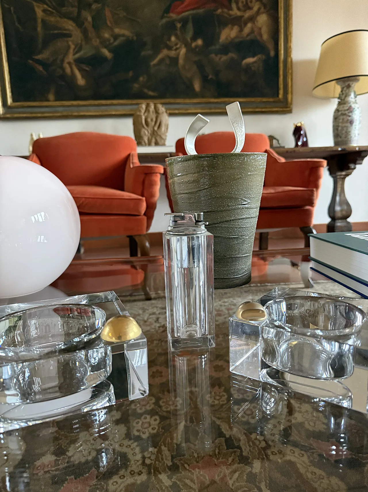 Hollywood Regency Glass Smoking Set, France 1970s 7