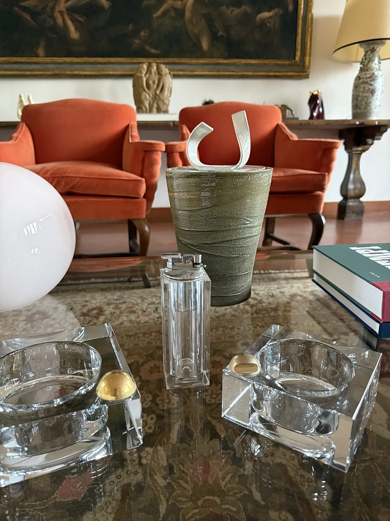 Hollywood Regency Glass Smoking Set, France 1970s 8