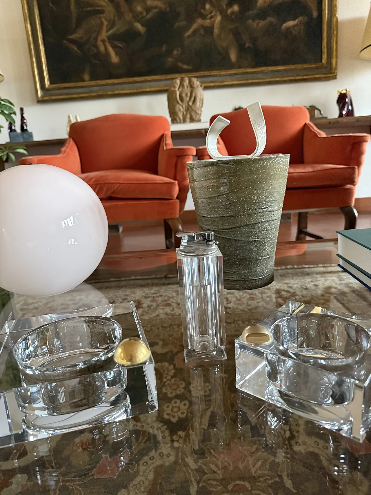 Hollywood Regency Glass Smoking Set, France 1970s 9