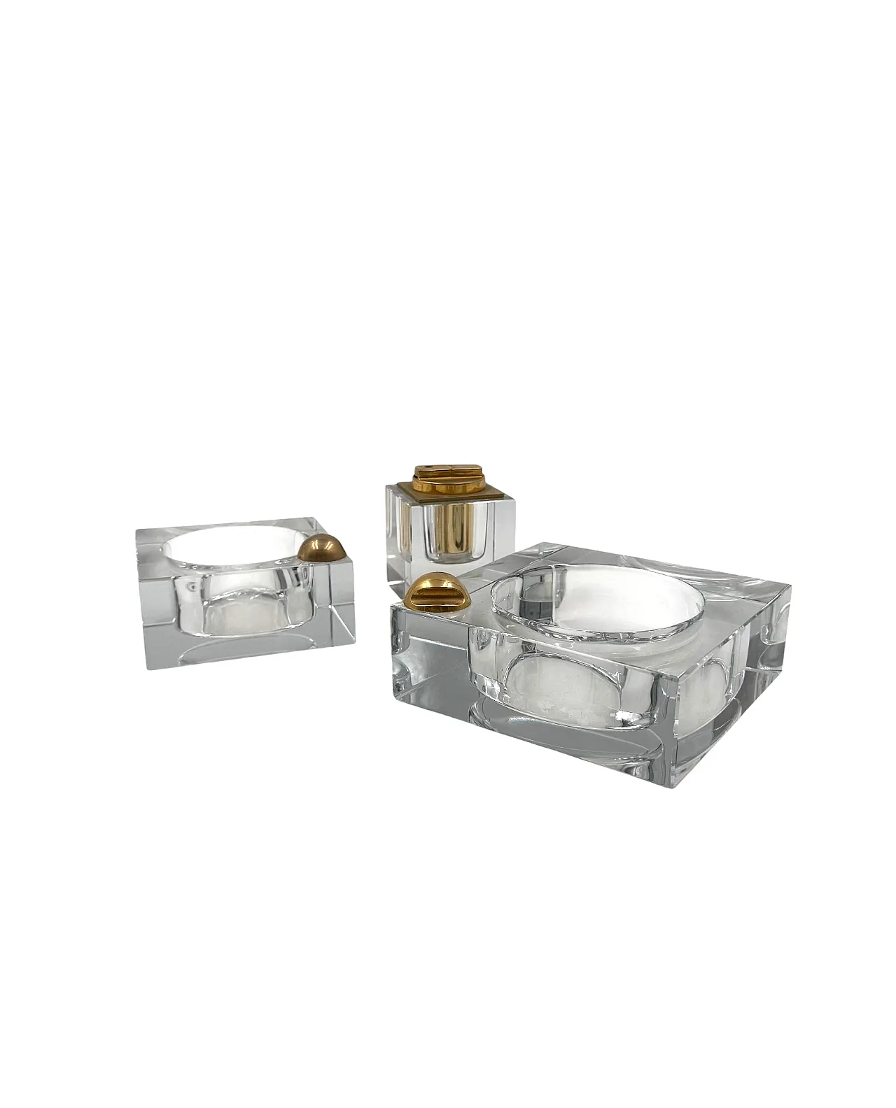 Hollywood Regency Glass Smoking Set, France 1970s 10