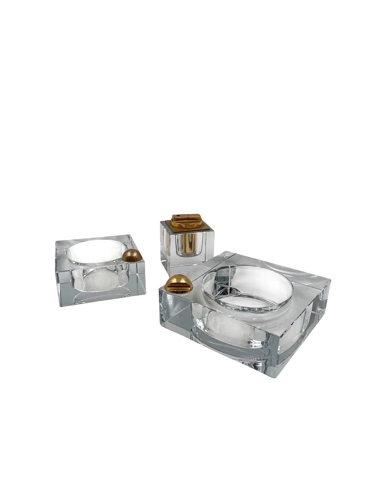 Hollywood Regency Glass Smoking Set, France 1970s 11