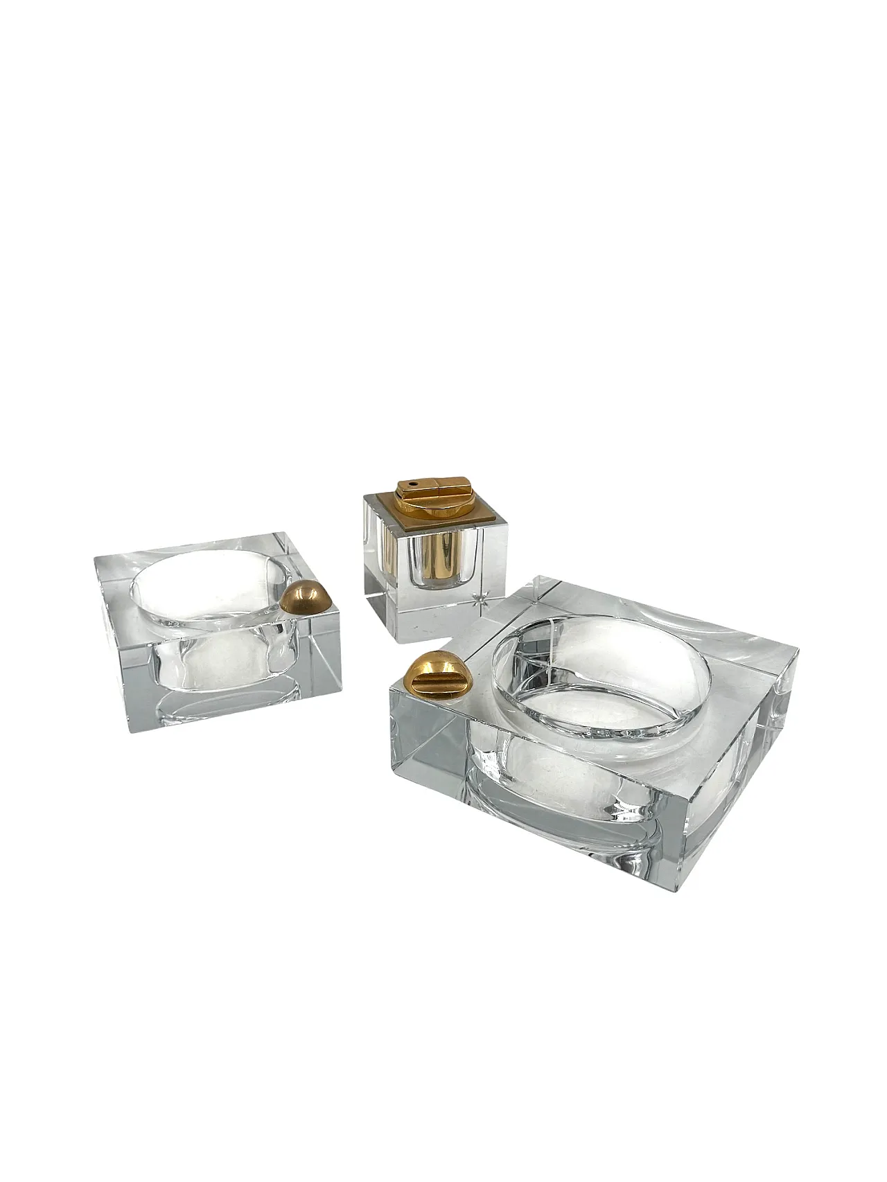 Hollywood Regency Glass Smoking Set, France 1970s 15