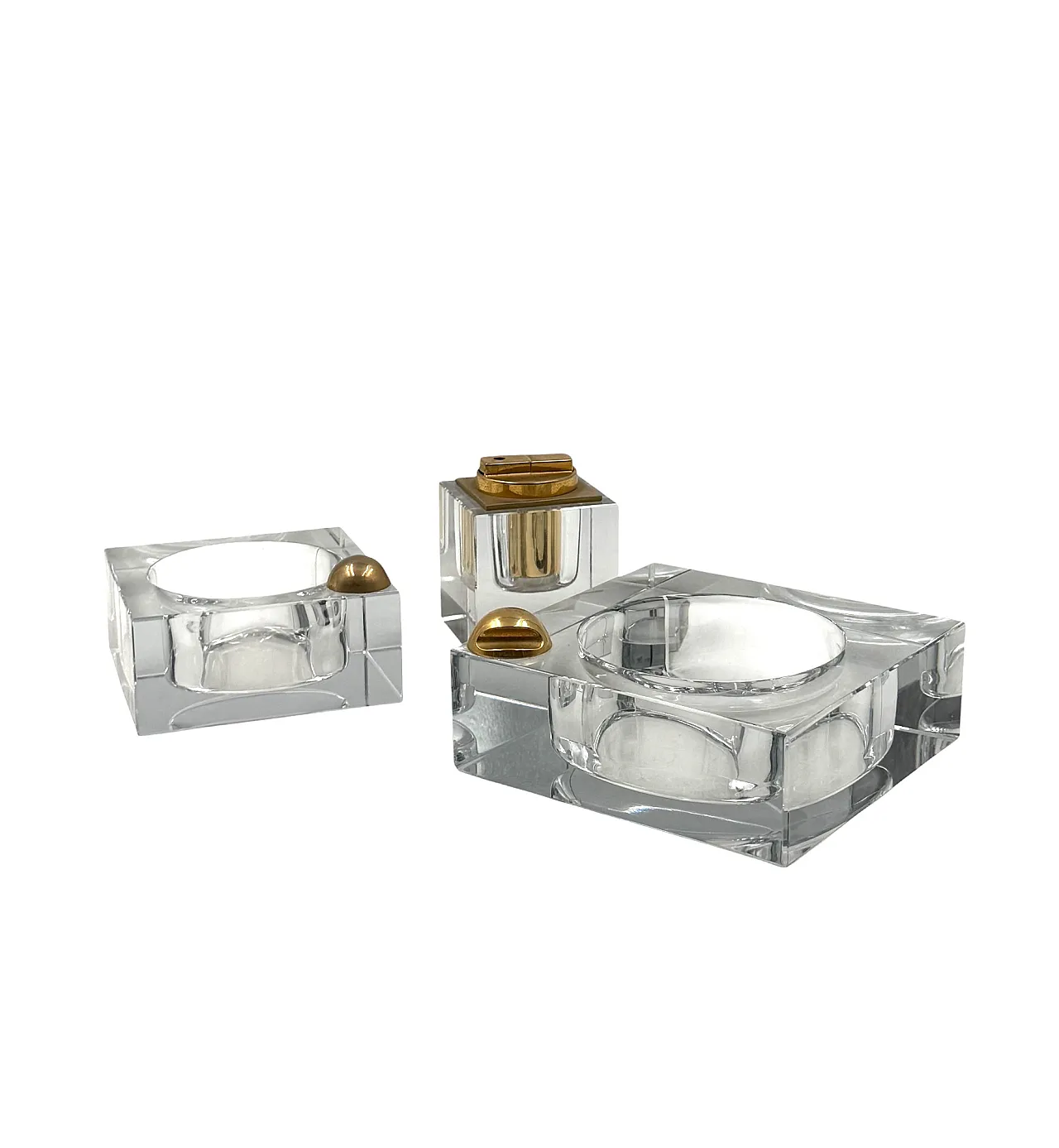 Hollywood Regency Glass Smoking Set, France 1970s 16