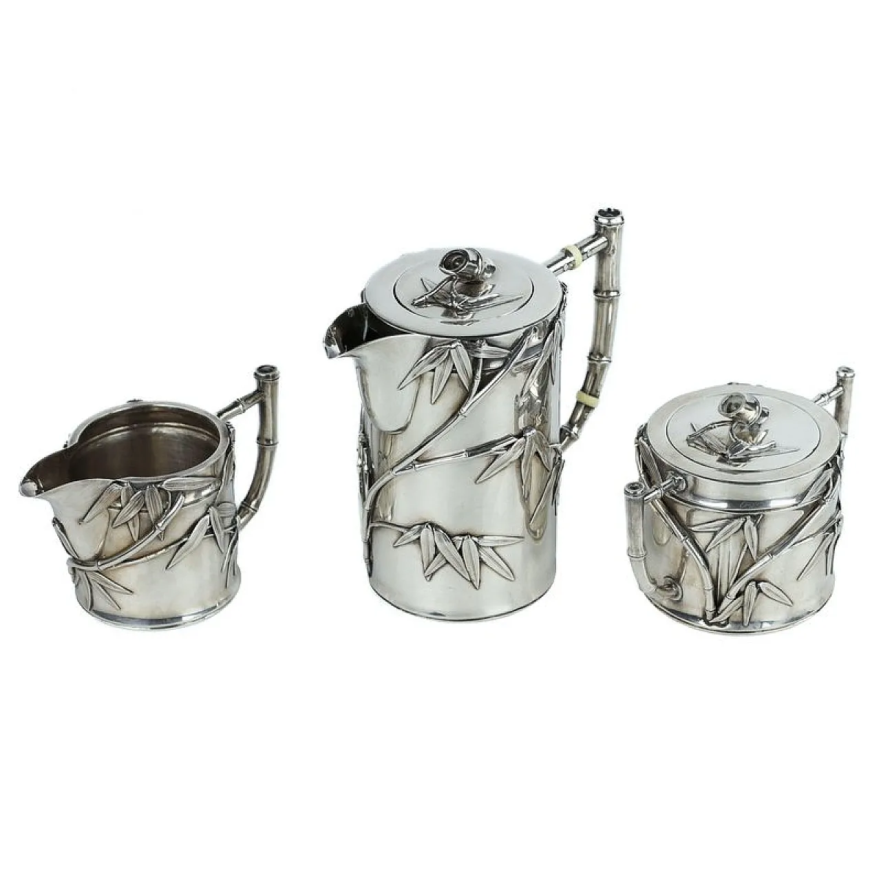 Japanese silver tea set, 20th century 4